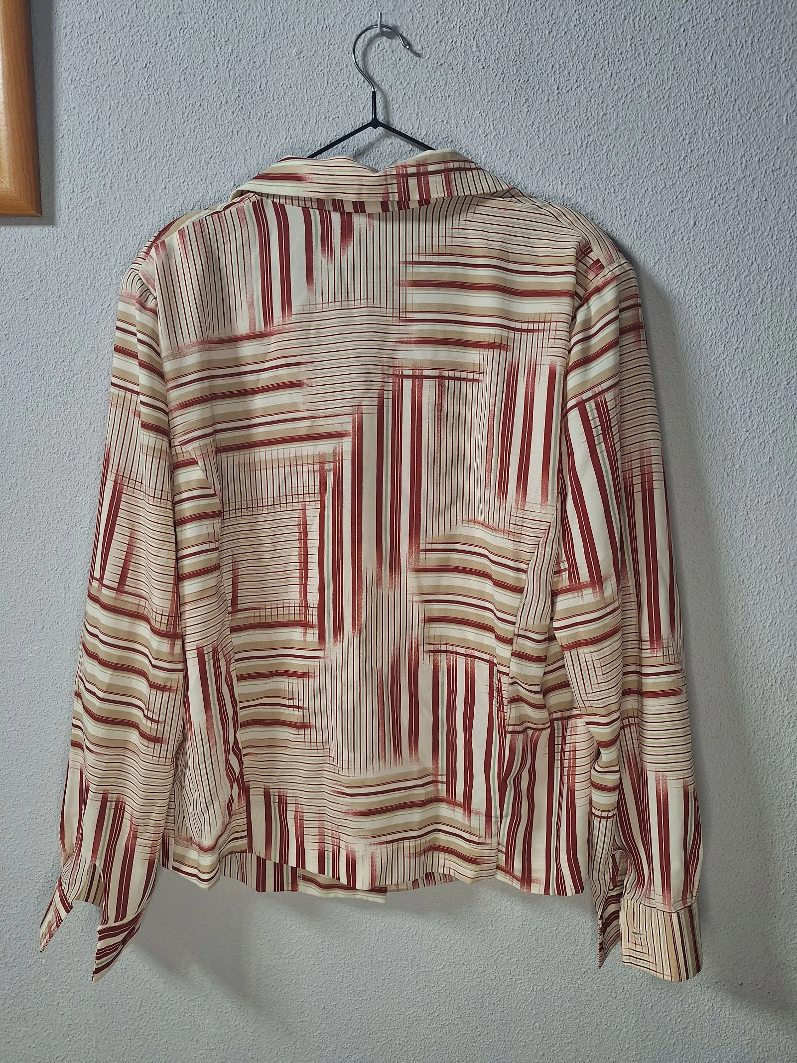 Vintage handmade maroon striped oversize L/XL shirt – photo 6